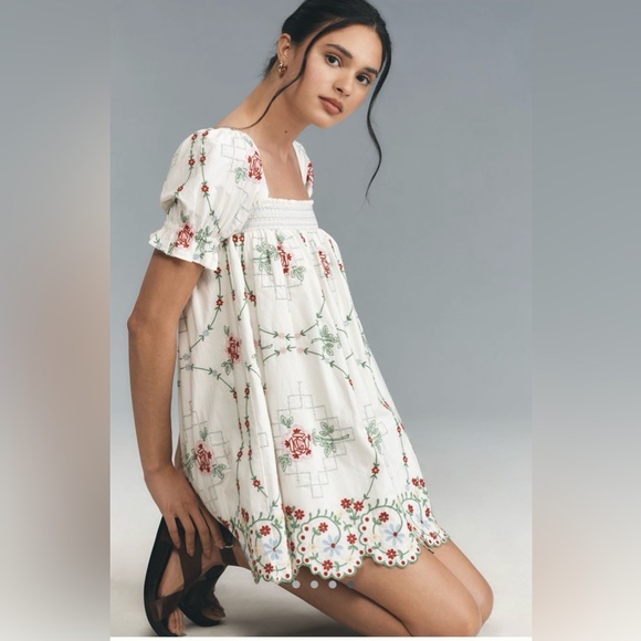 Damson Madder Lulu Embroidered Mini Dress - Picture 2 of 7